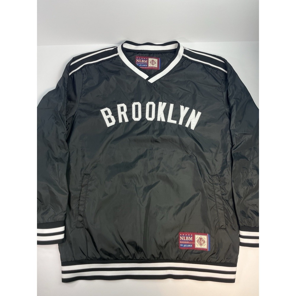 NLBM Brooklyn Team Pullover Windbreaker Mens 3XL Black Negro League Baseball